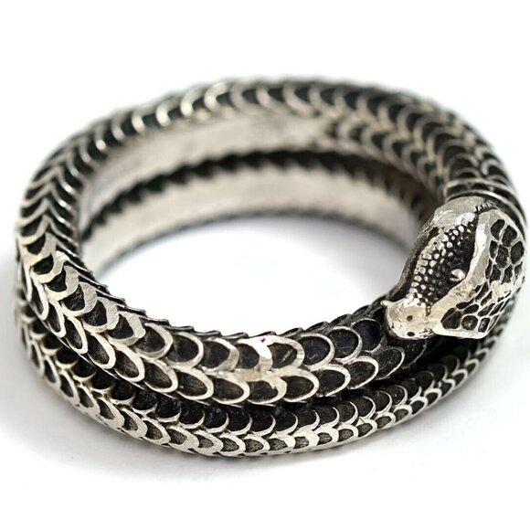GUCCI Snake Band Ring size US8.5 EU22 Silver 925 Auth w/Bag s1143 - Picture 13 of 16